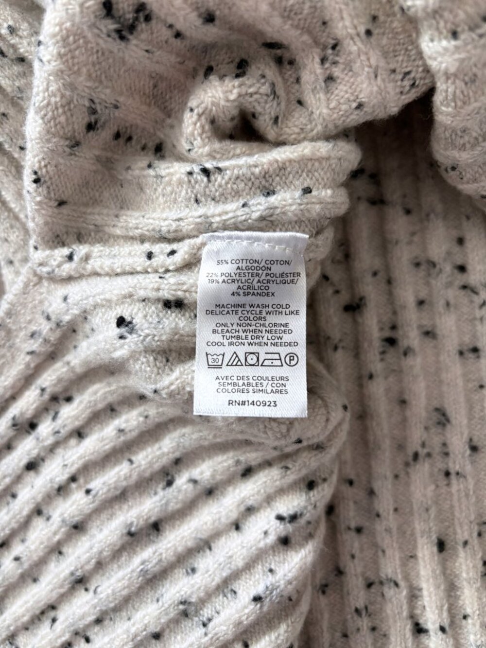 LOFT Outlet Cloud Dancer Cream Speckled Knit Cowl Neck Poncho Sweater Size XL - Picture 10 of 10